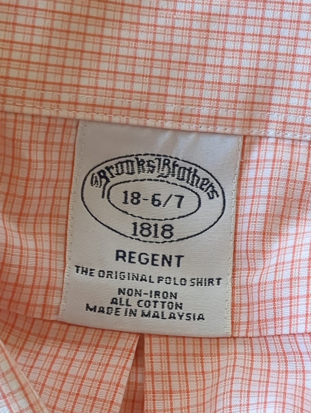 Brooks Brothers Regent Check Button Down Men’s Shirt Size 18-6/7